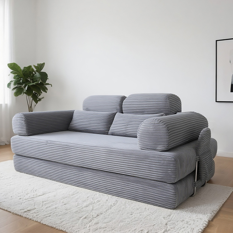 压缩沙发灯芯绒可拆洗大小户型直排全海绵折叠自由组合懒人沙发床